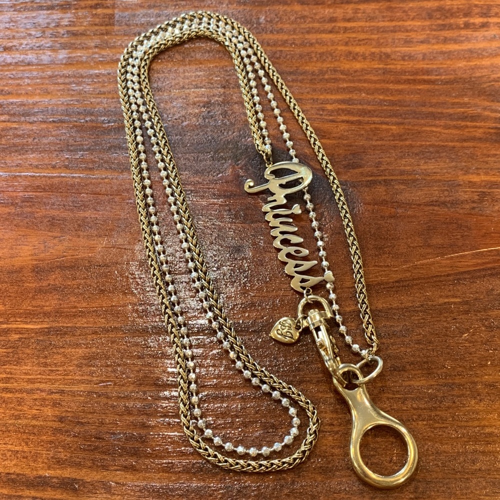 Vintage Y2K Betsey Johnson "Princess" Script Double Chain Necklace